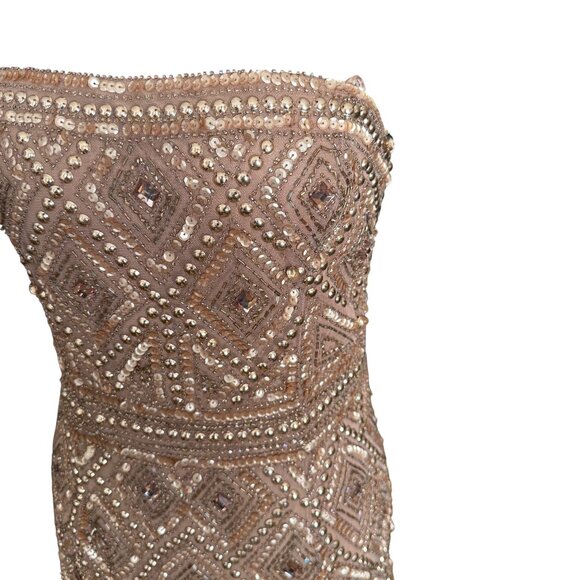 Adrianna Papell Strapless Embellished Diamond-Pattern Mini Dress - Picture 4 of 8